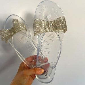INC Madena Clear Bling Jelly sandals bow flip flops